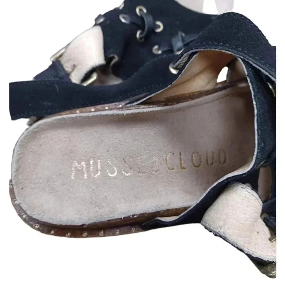 Anthropologie  Musse & Cloud Black Suede Sling Back Sandals Size 7 - Picture 2 of 12